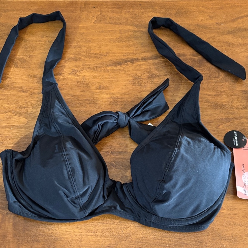 Shapermint Black Halter Underwire Swim Top